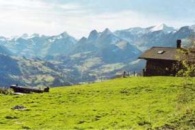 Alp-Ferienhaus im Stockhorngebiet über dem Thunersee und mitten in den Wiesen 1200 n ü. M. für 1 - 6 Personen (Nr. 244 - Alphaus Berneroberland)
